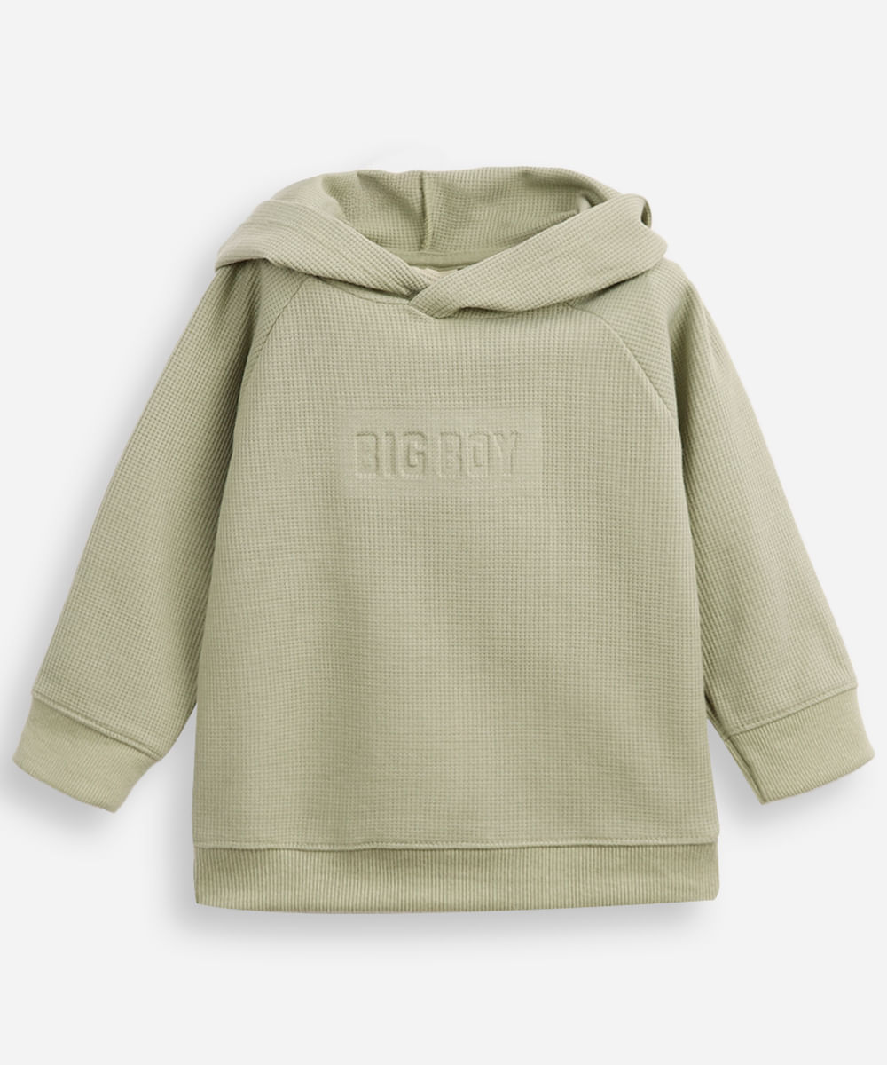 blusa de moletom infantil texturizado big boy verde