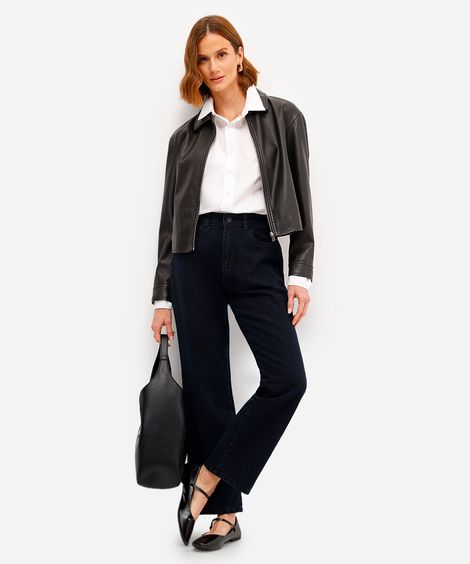 calça reta feminina jeans sawary azul