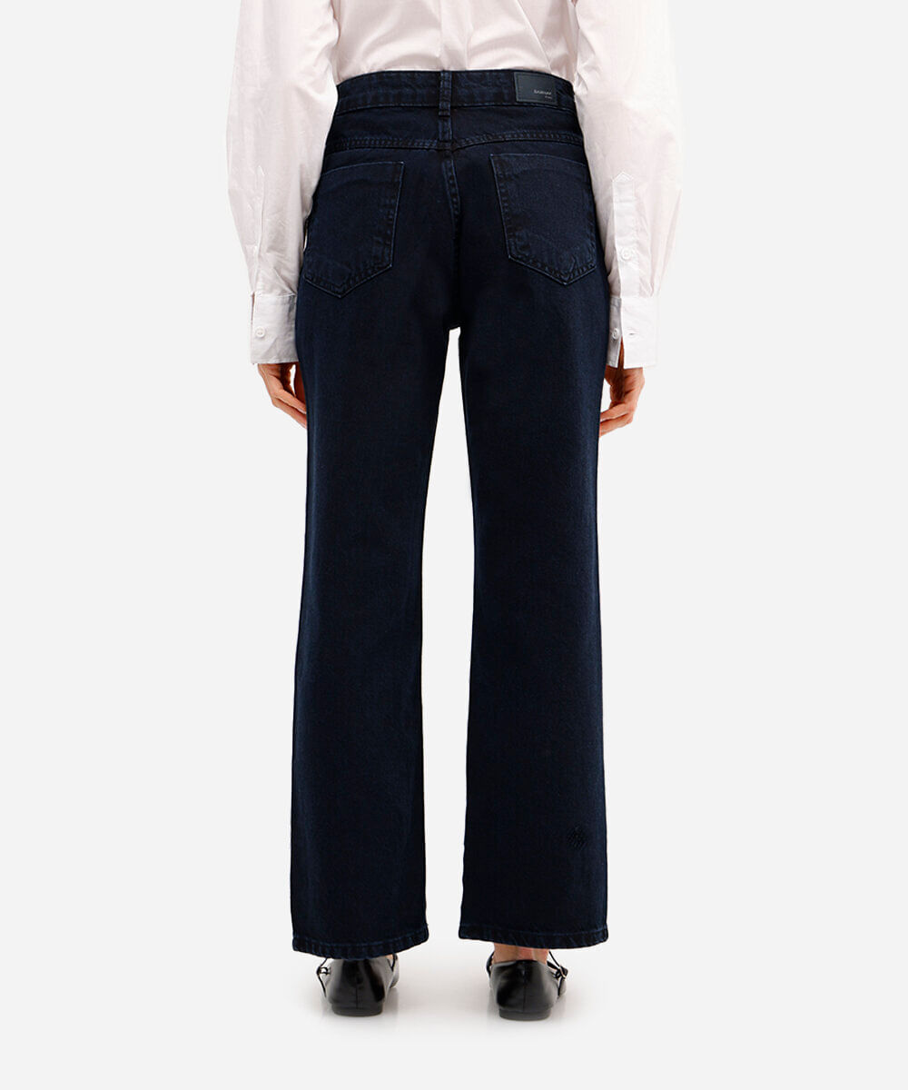 calça reta feminina jeans sawary azul