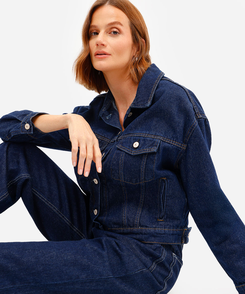jaqueta feminina jeans azul
