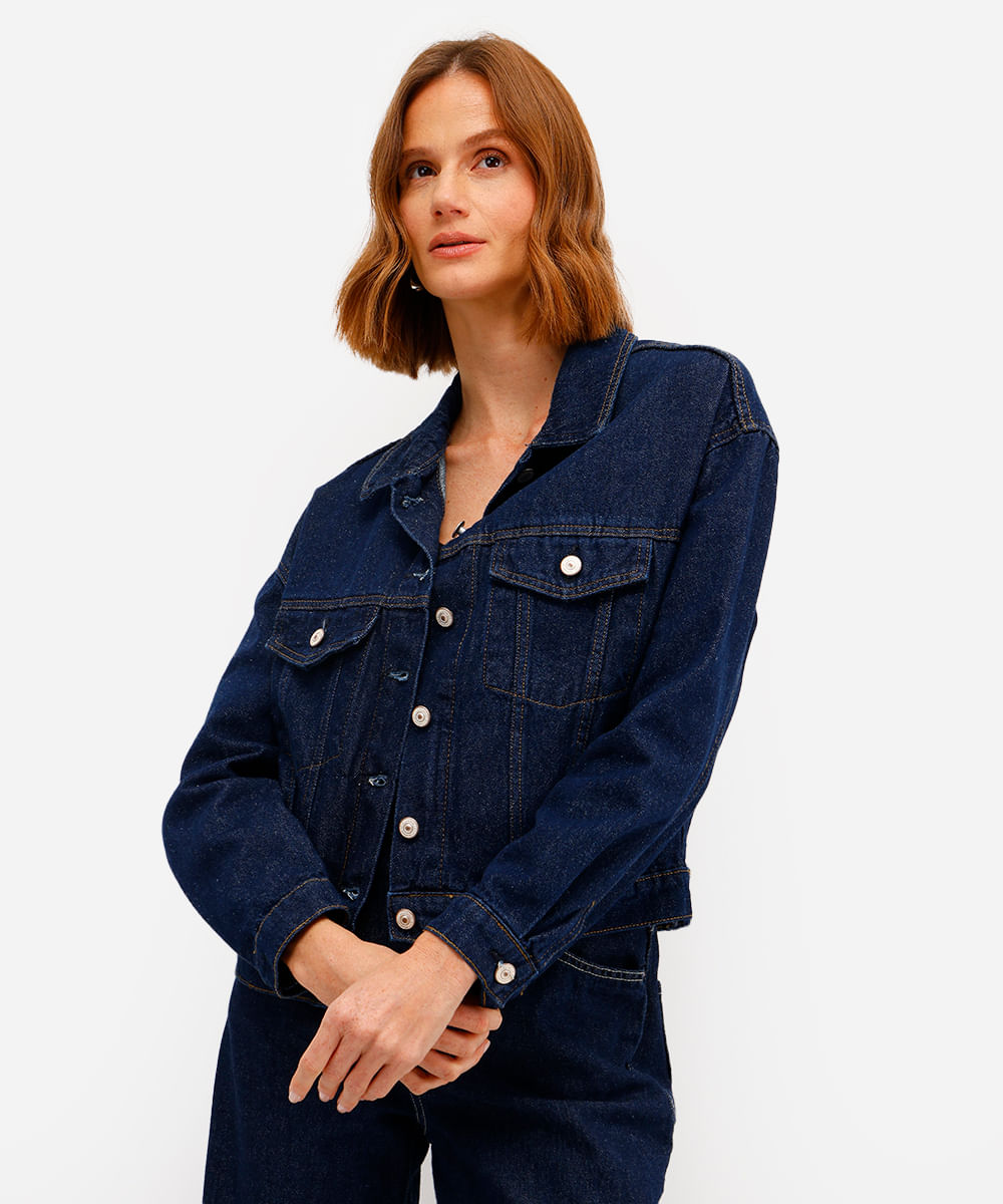 jaqueta feminina jeans azul