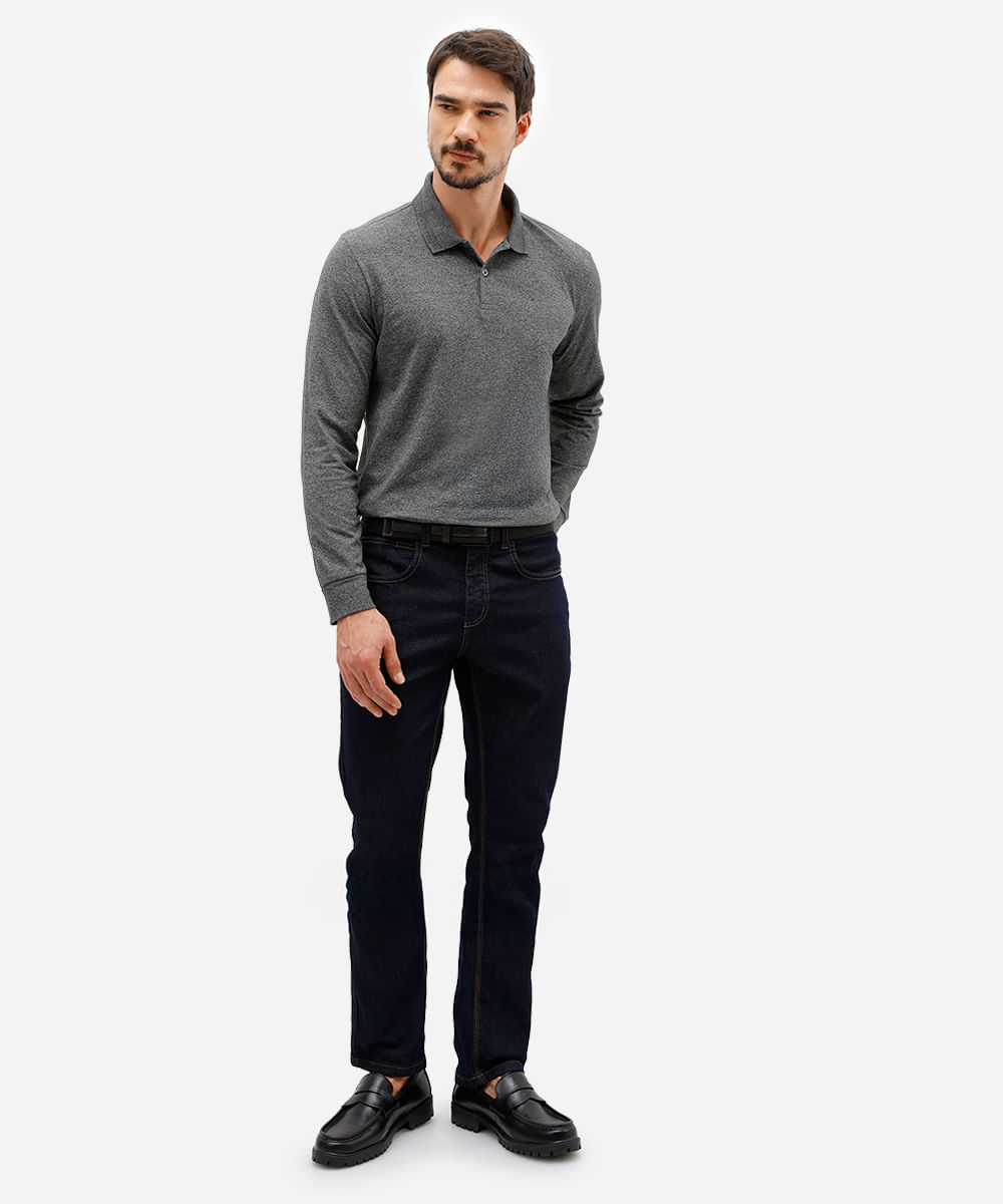 polo comfort masculina manga longa verde