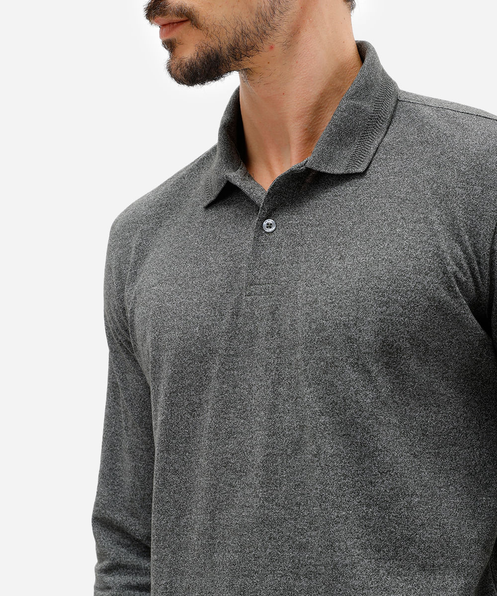 polo comfort masculina manga longa verde