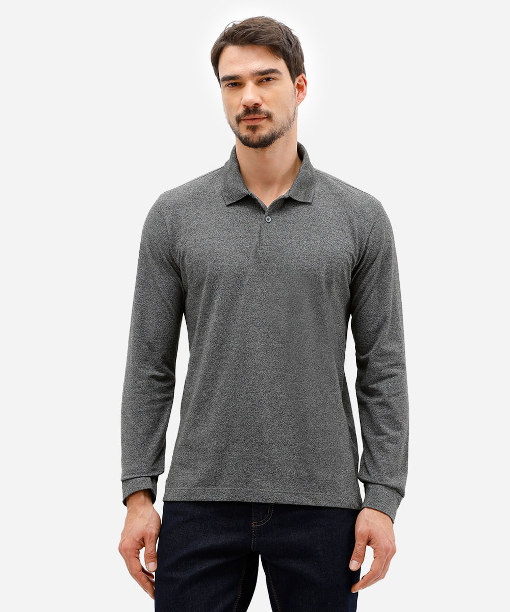 polo comfort masculina manga longa verde