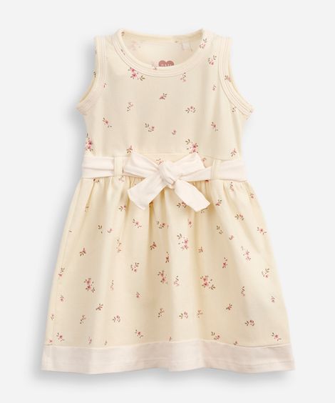 vestido de algodão infantil floral amarelo