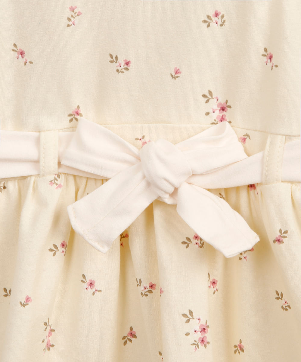 vestido de algodão infantil floral amarelo
