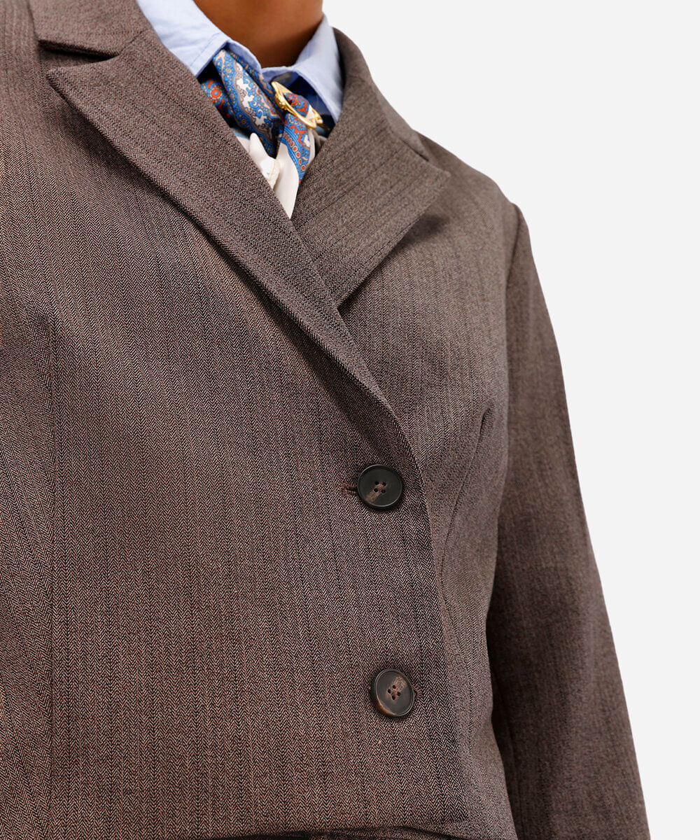 blazer de alfaiataria feminino cropped marrom