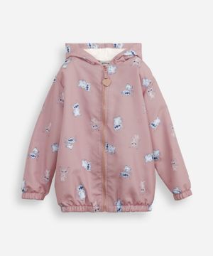jaqueta infantil corta vento stitch e angel rosa