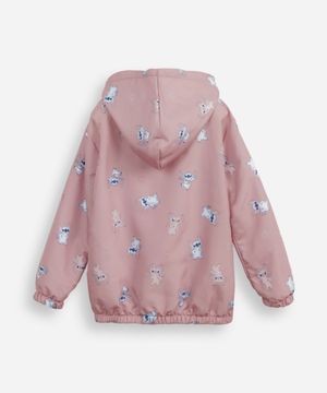 jaqueta infantil corta vento stitch e angel rosa