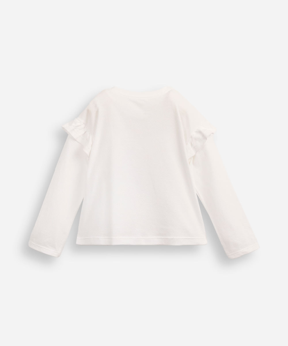 blusa infantil texturizada com babado off white