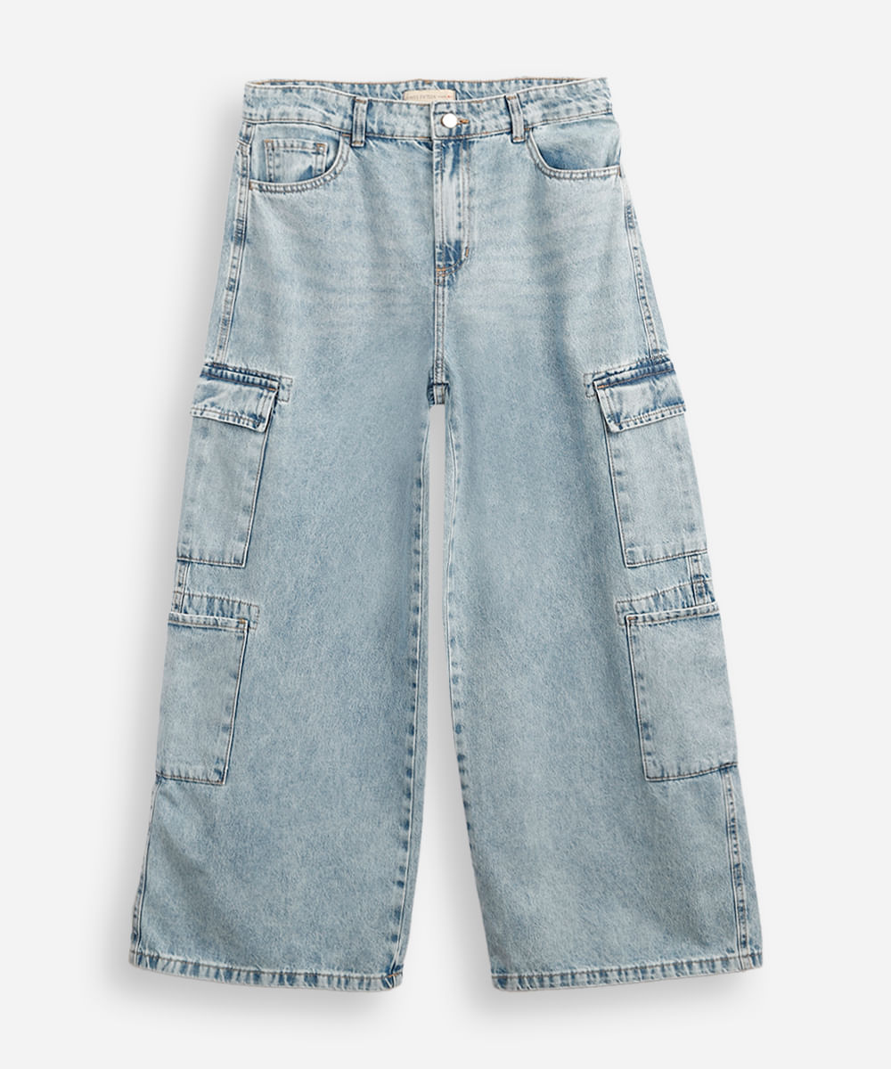 calça jeans juvenil skater - jeans claro