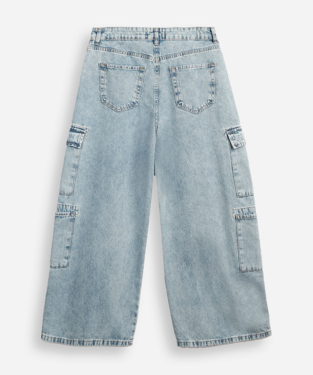 calça jeans juvenil skater - jeans claro