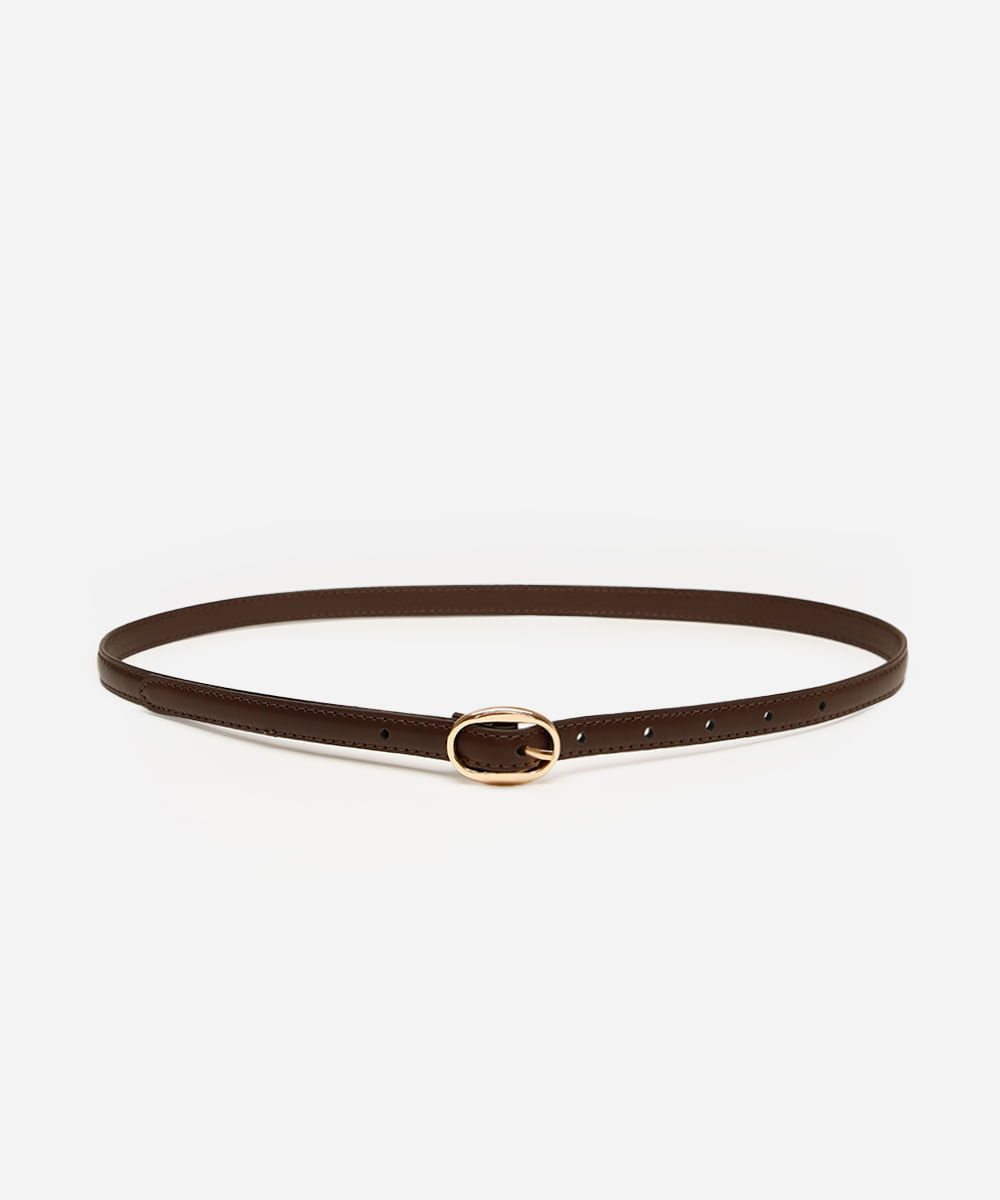 cinto fino fivela oval mindset marrom