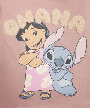 conjunto infantil de moletom lilo stitch rosa