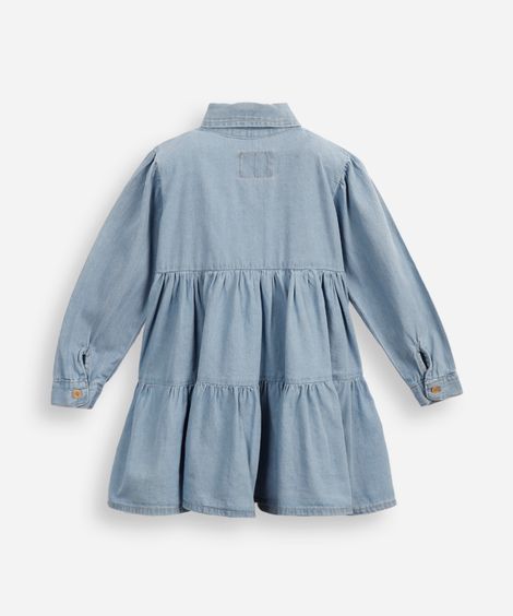 vestido jeans infantil marias manga longa azul
