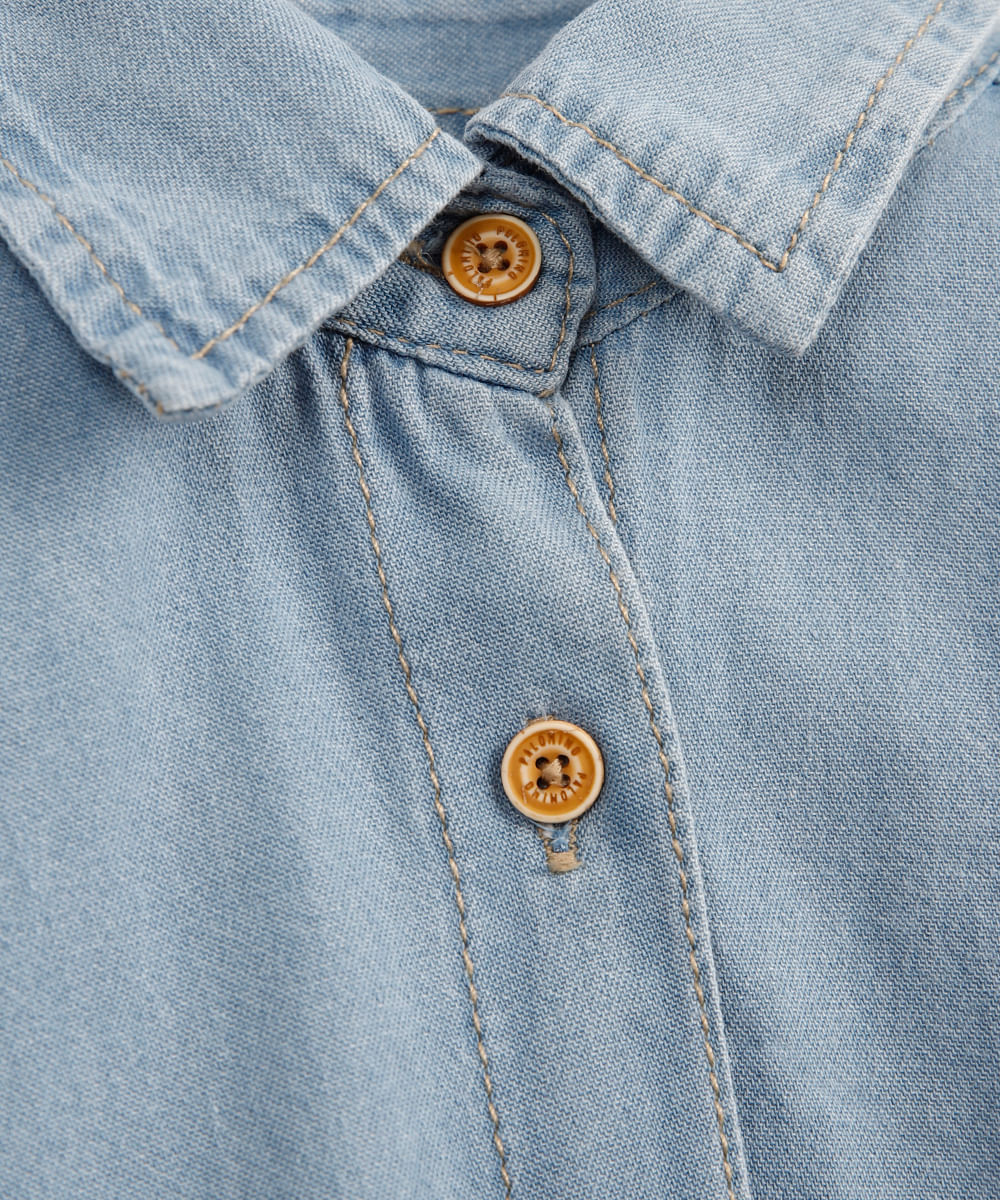 vestido jeans infantil marias manga longa azul