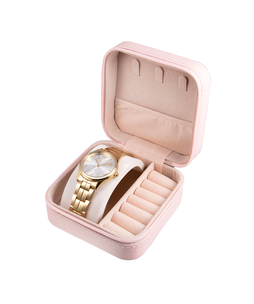 kit relógio feminino analógico lince lrgm040l34 s2kx pj dourado
