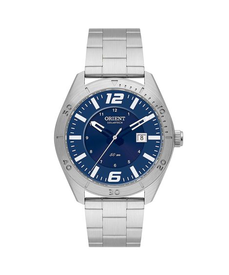 relógio masculino analógico calendário orient mbss1497 d2sx prateado