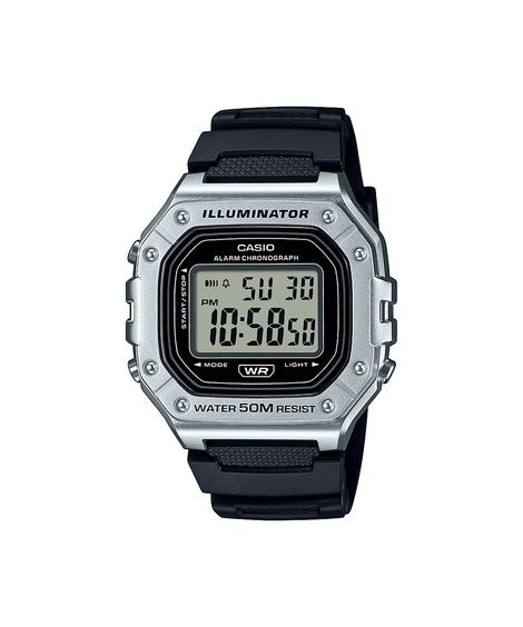 relógio feminino digital casio w 218hm 7avdf prateado