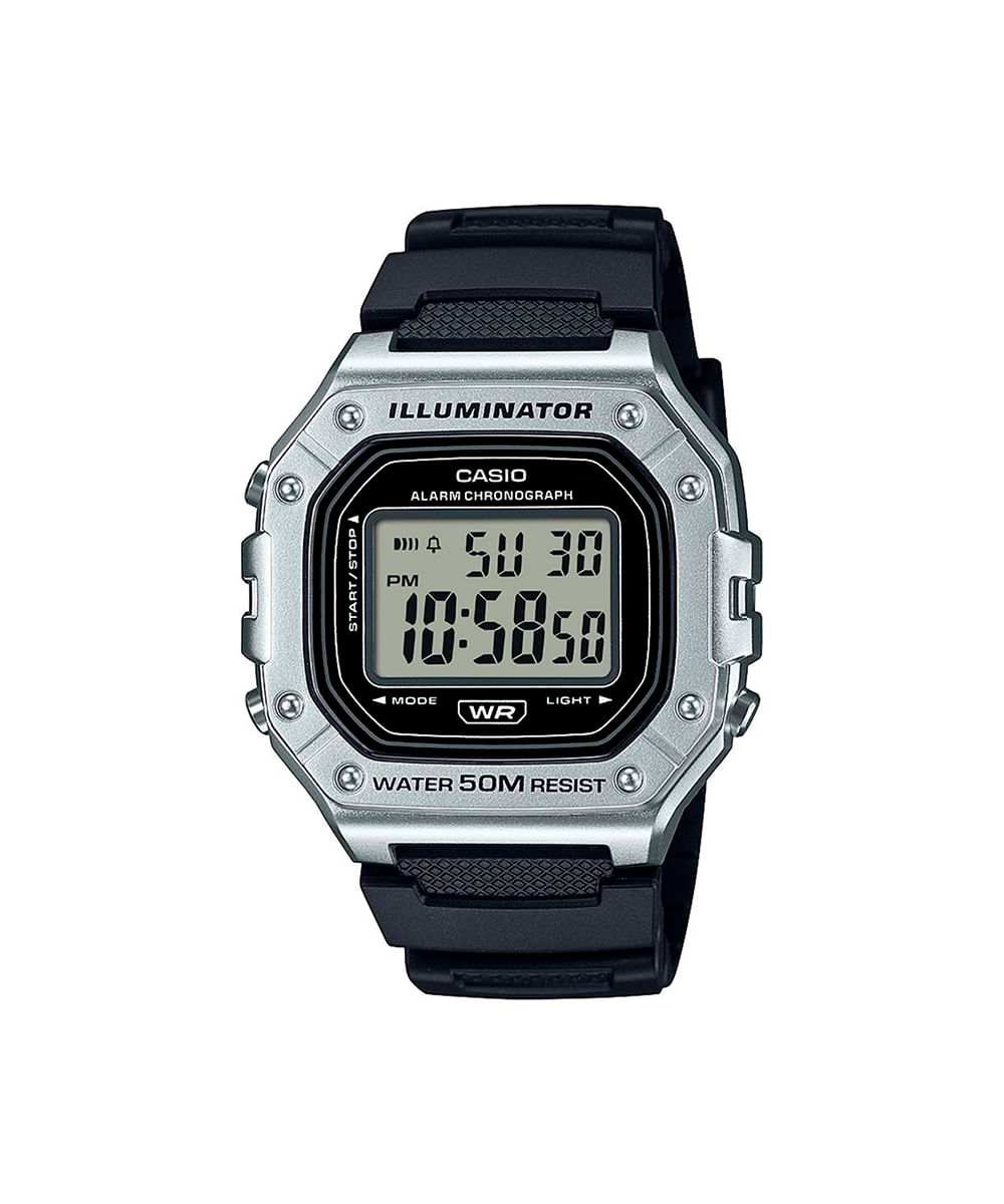 relógio feminino digital casio w 218hm 7avdf prateado