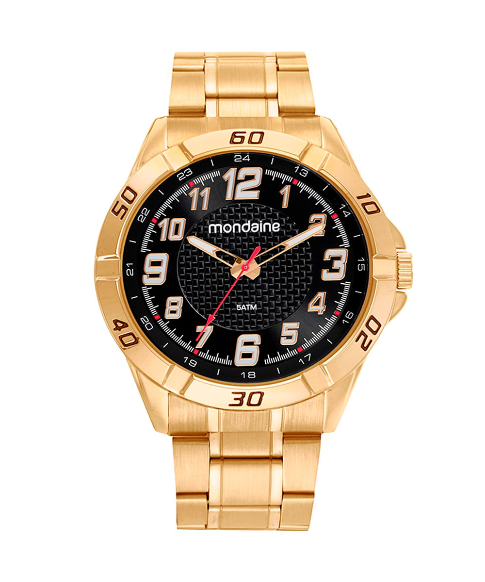 kit relógio masculino analógico mondaine 32887gpmvde1kc dourado