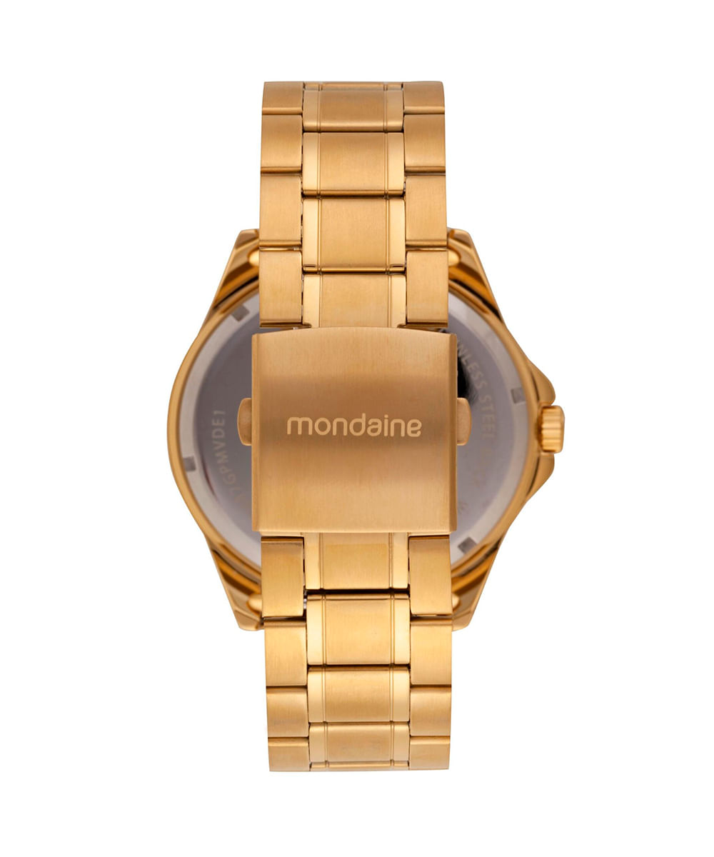 kit relógio masculino analógico mondaine 32887gpmvde1kc dourado