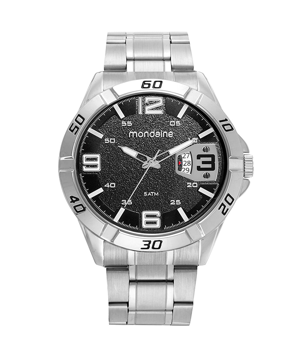 kit relógio masculino analógico calendário mondaine 32650g0mvne1ka prateado