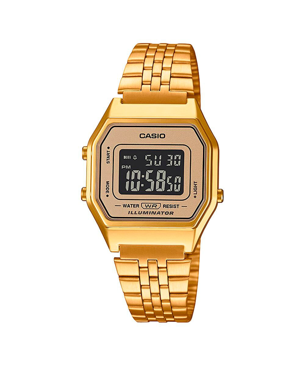 relógio feminino digital casio la680wga 9bdf dourado