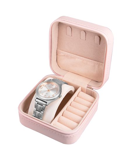 kit relógio feminino analógico lince lrmm029l38 s2sx pj prateado