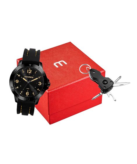 kit relógio masculino analógico mondaine 99698gpmvpi2kc preto