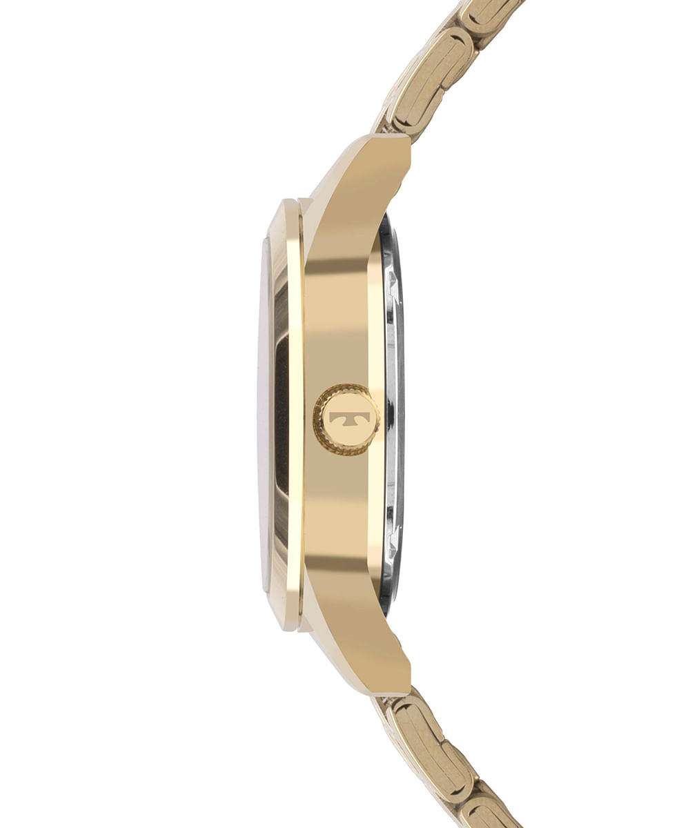 kit relógio feminino technos 2035mzsk1k analógico dourado