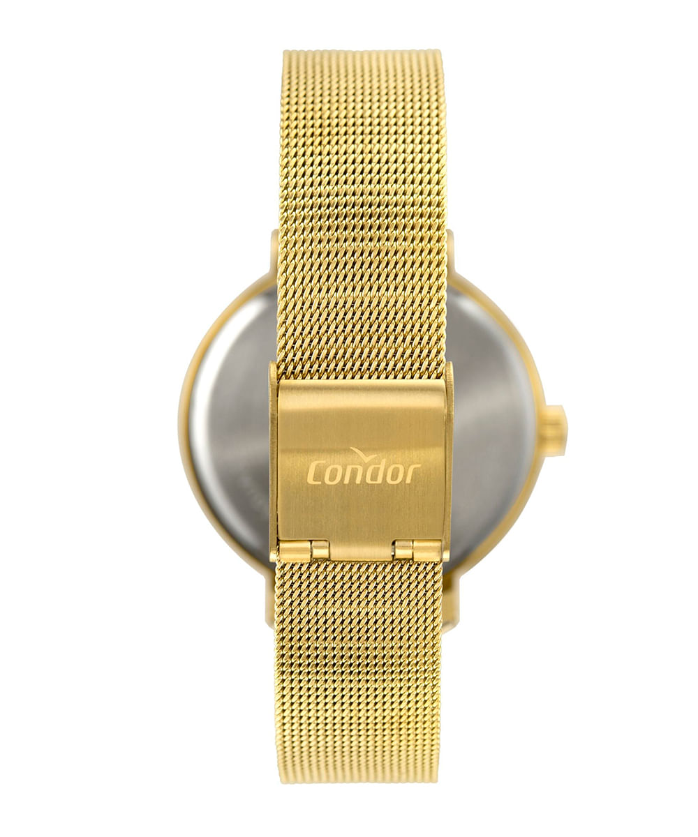 kit relógio feminino condor co2035nahk4d analógico dourado