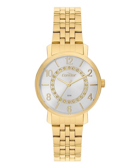 kit relógio feminino condor co2039mukk4k analógico dourado