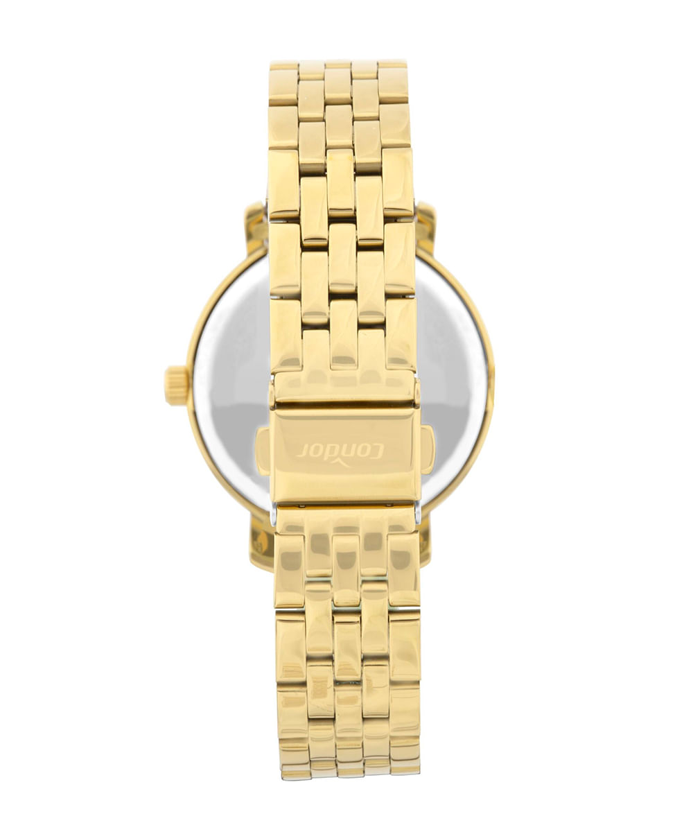 kit relógio feminino condor co2039mukk4k analógico dourado