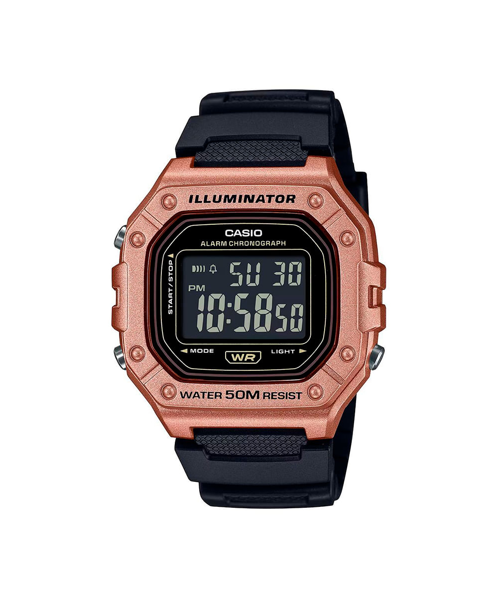 relógio feminino digital casio w 218hm 5bvdf rosa