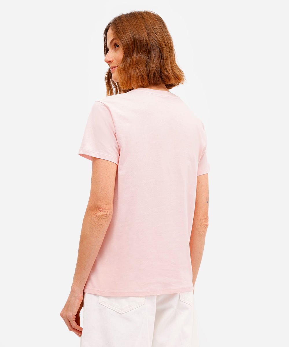 camiseta feminina de algodão forever my love rosa