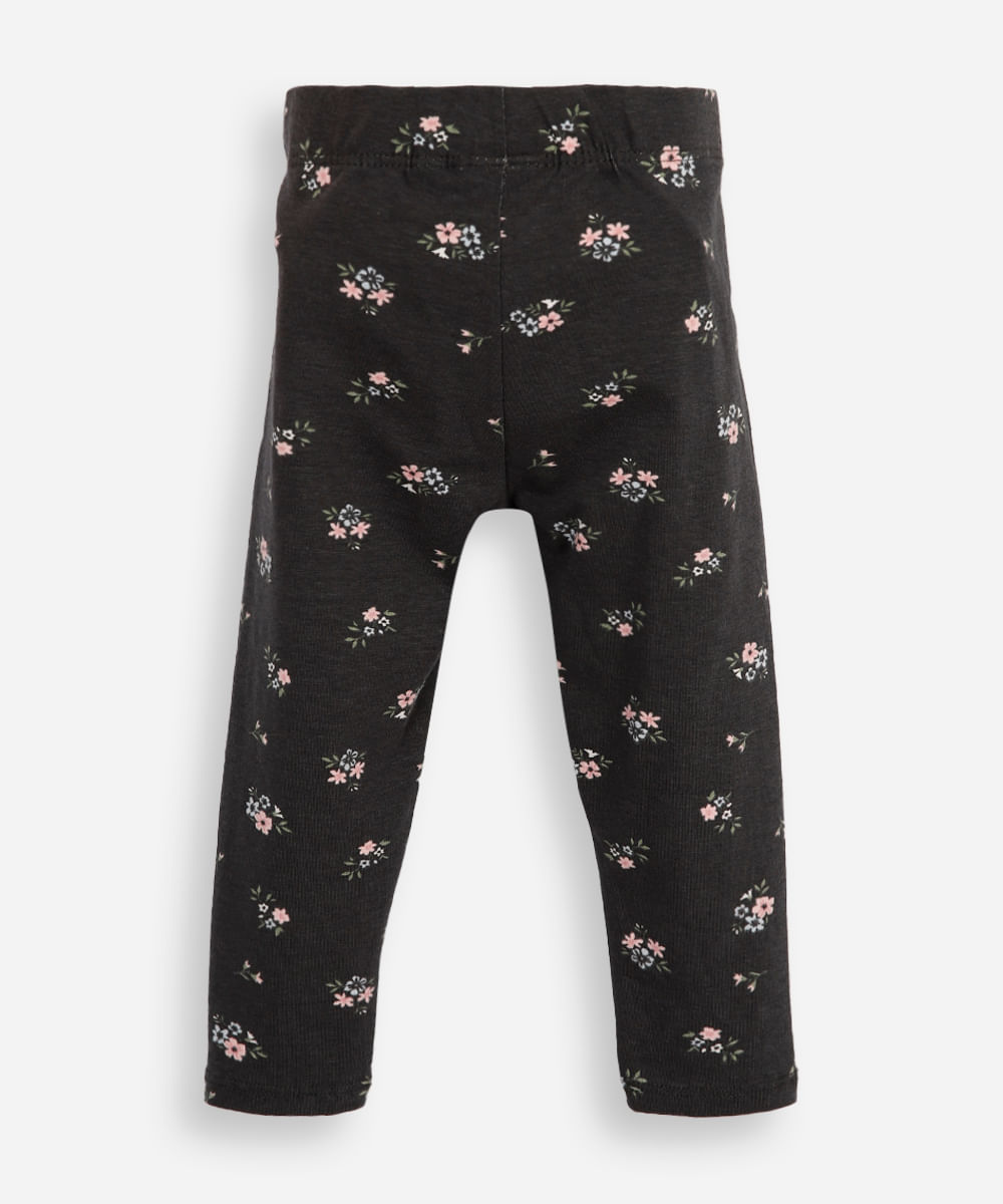 kit de 2 leggings liso e estampado liberty colorido