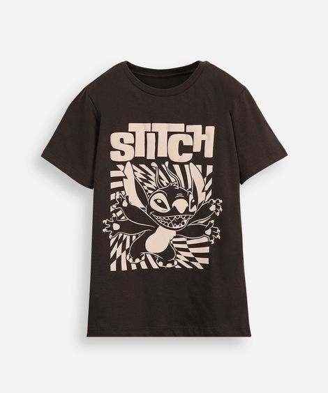 camiseta infantil stitch cinza