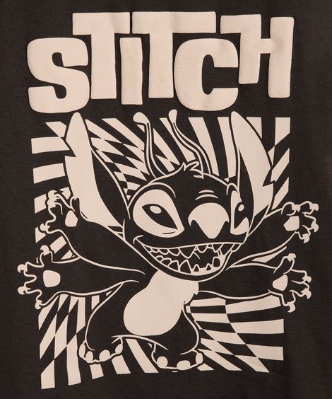 camiseta infantil stitch cinza