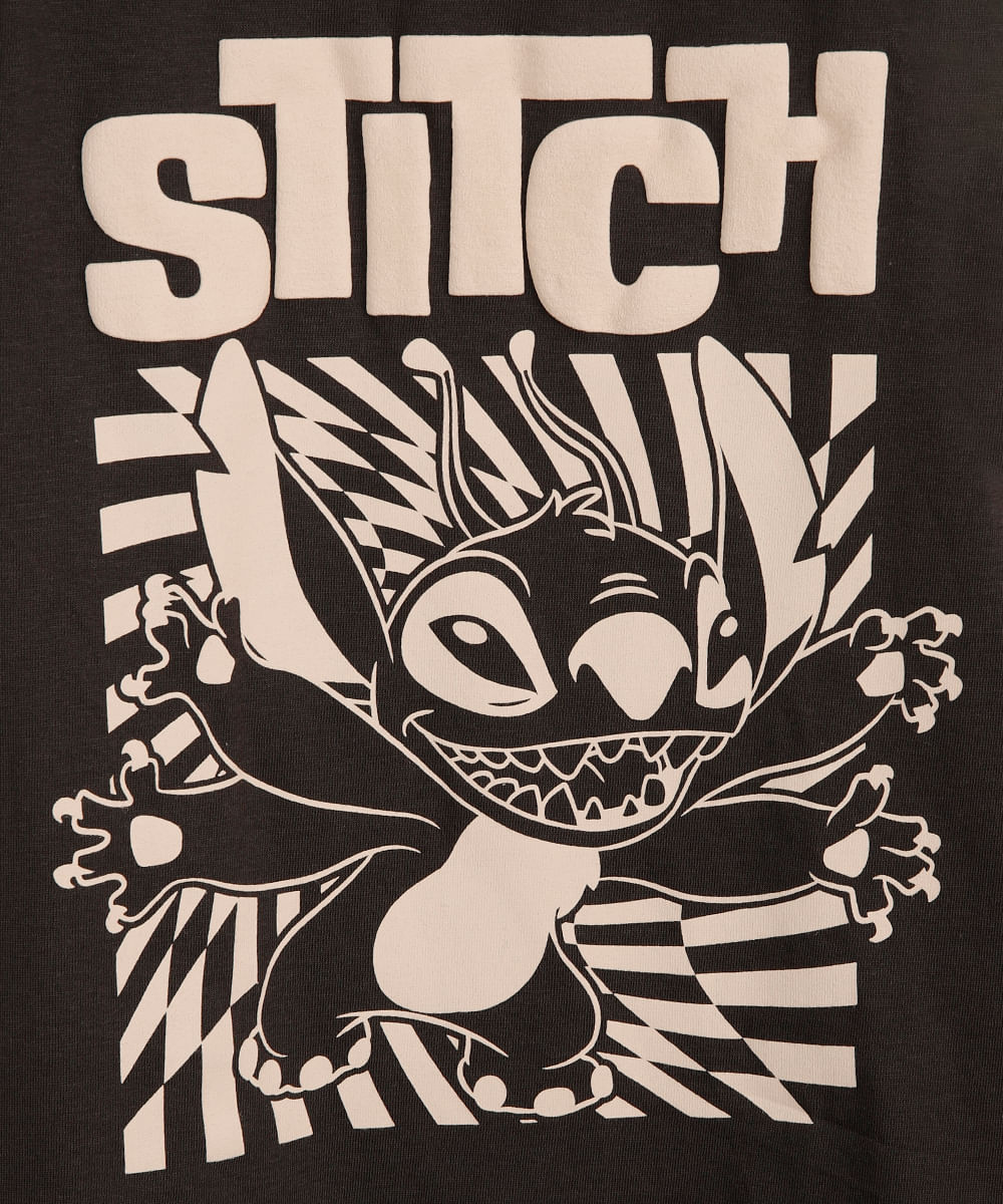 camiseta infantil stitch cinza