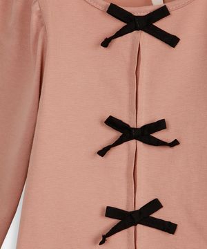 blusa infantil de algodão com laços rosa