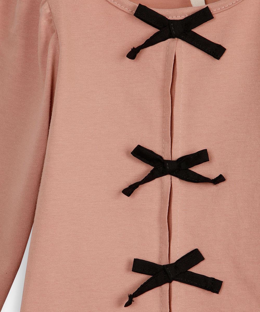 blusa infantil de algodão com laços rosa
