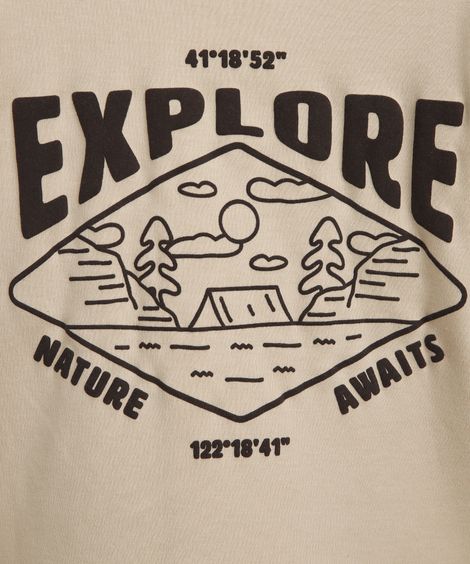 camiseta infantil explorere manga longa bege