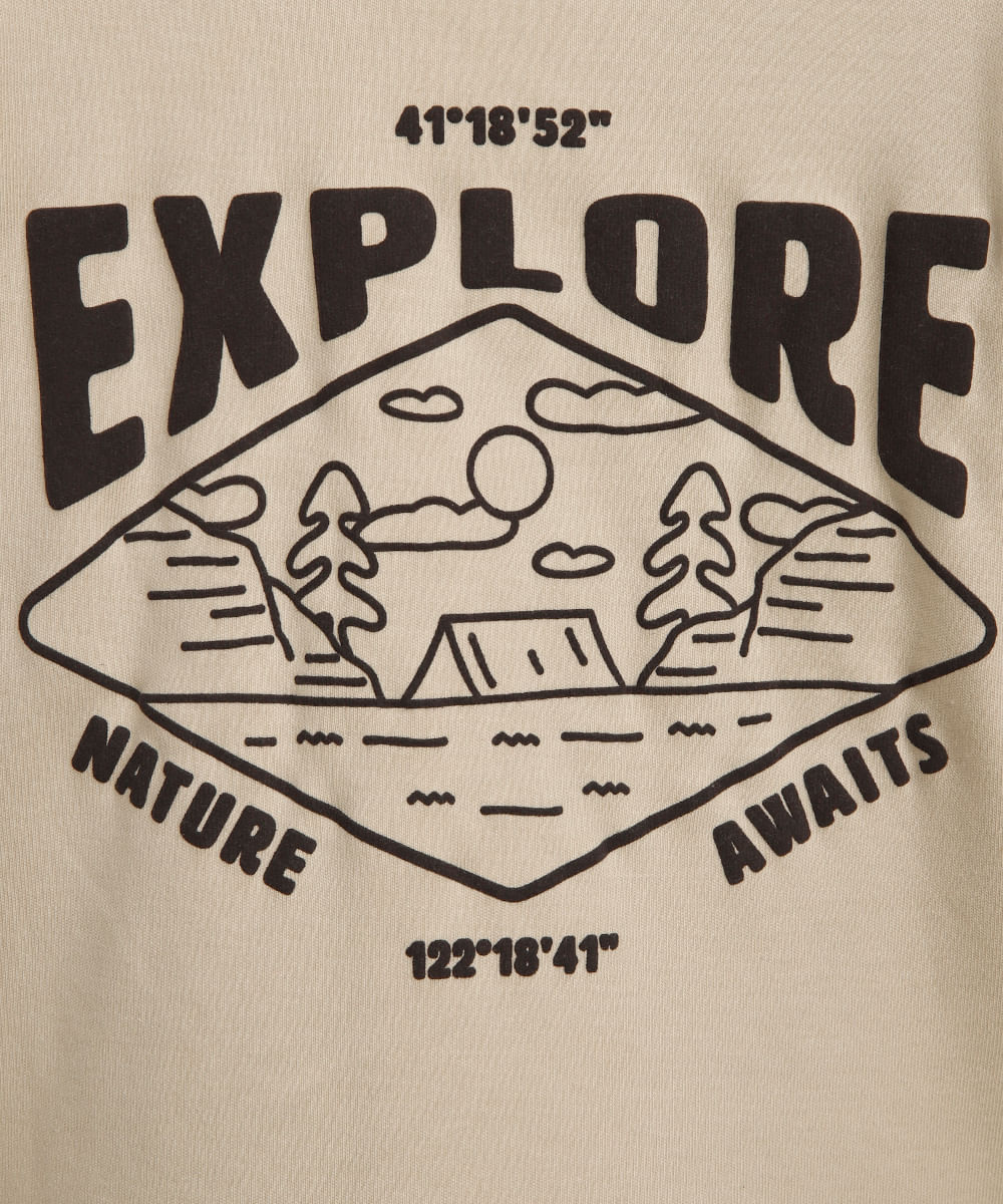 camiseta infantil explorere manga longa bege