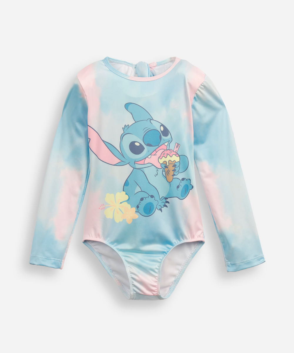 maiô infantil stitch com decote nas costas colorido