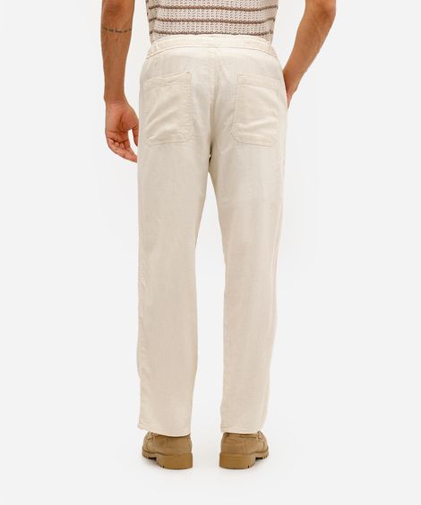 calça jogger masculina com linho  bege