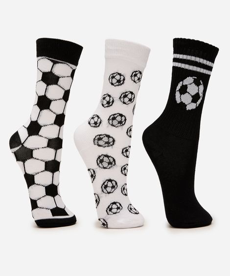 kit de 3 pares de meias futebol colorido