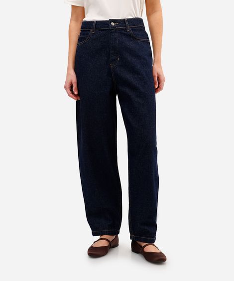 calça balloon feminina jeans cintura alta azul