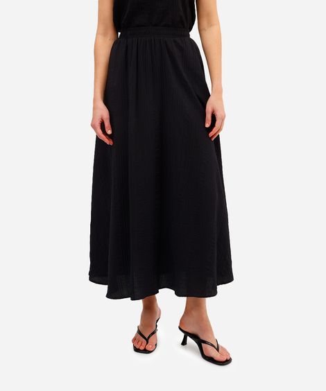 saia midi feminina godê texturizada preta