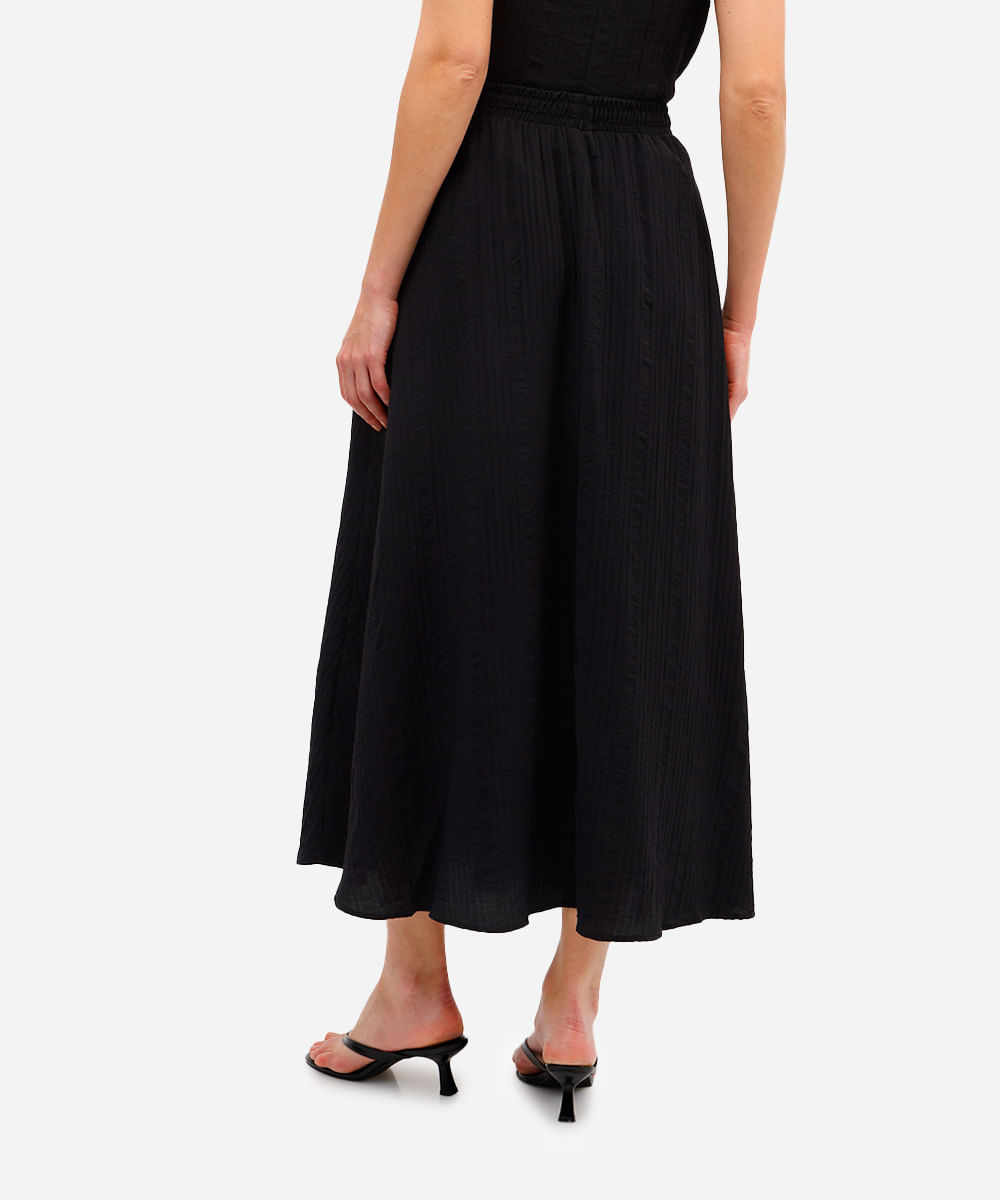 saia midi feminina godê texturizada preta
